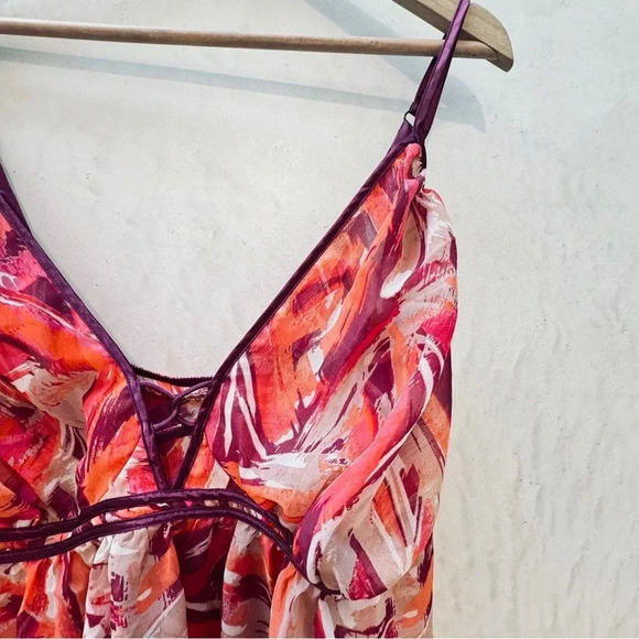 Cacique || Sheer Night Top & Thong in Vivid Multi Color Dreams 26/28 (3x) - Picture 4 of 10